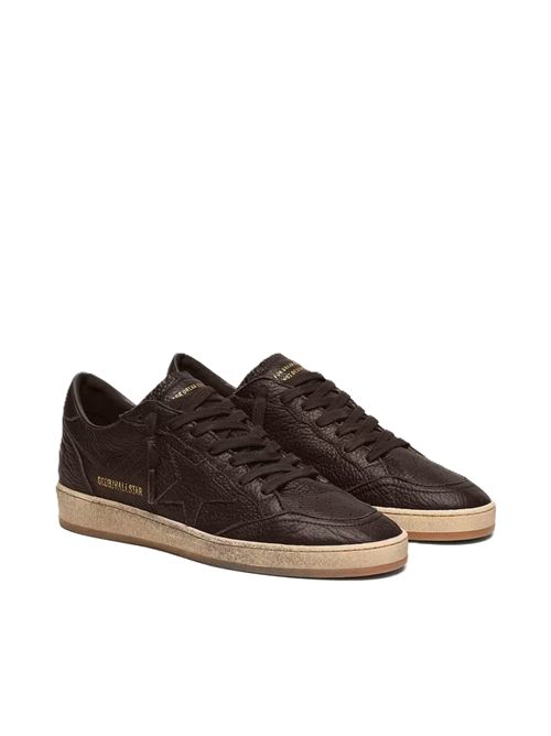 Ball Star in pelle marrone scuro con stella in pelle ton sur ton Golden Goose | GMF00117.F008888.55381DARK BROWN
